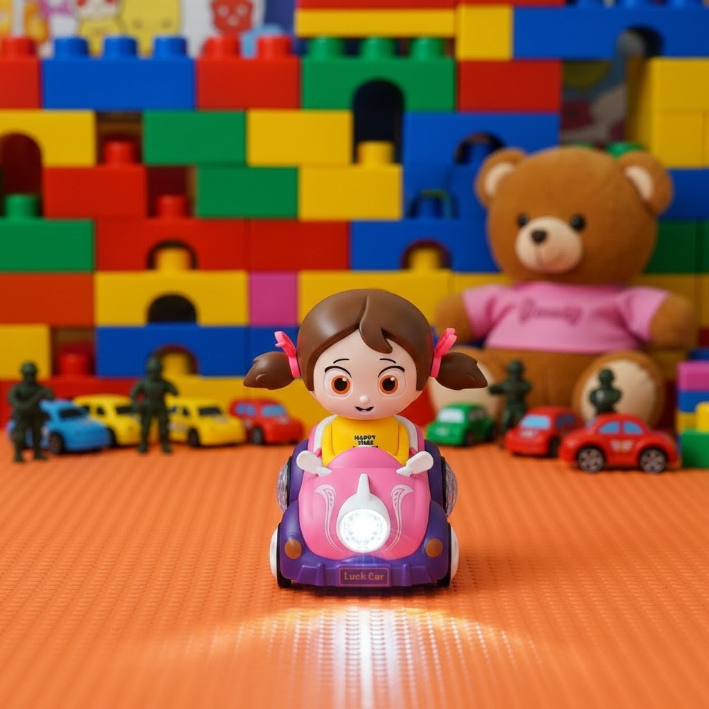 Cute Automatic Girl Car Toy With Music & Lights โ Perfect Gift for Kids 3+