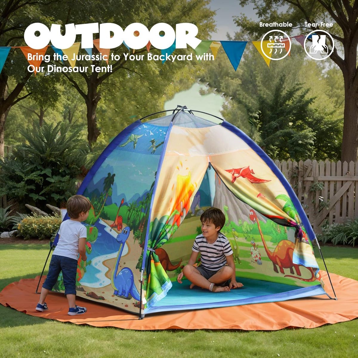 Kids Foldable Play Tent β Indoor & Outdoor Playhouse, Dinosaur Theme, Water-Repellent, Easy Assembly, Portable Storage (2+ Years)