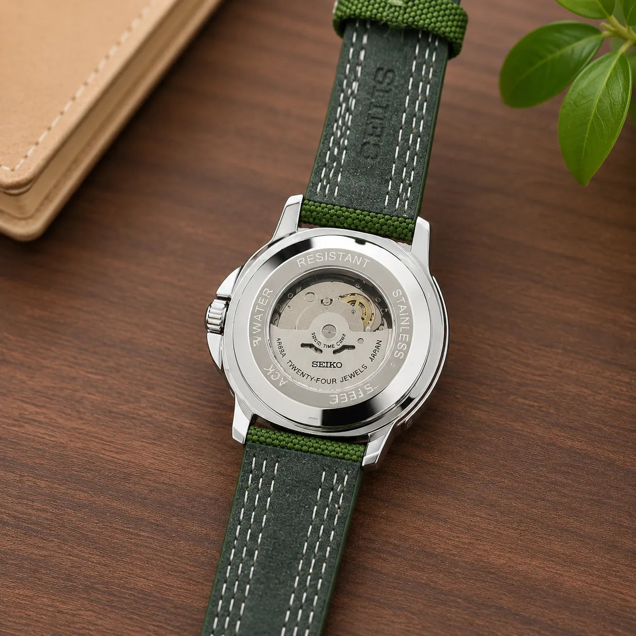 Premium Green Automatic Skeleton Dial Canvas Strap Men's Watch