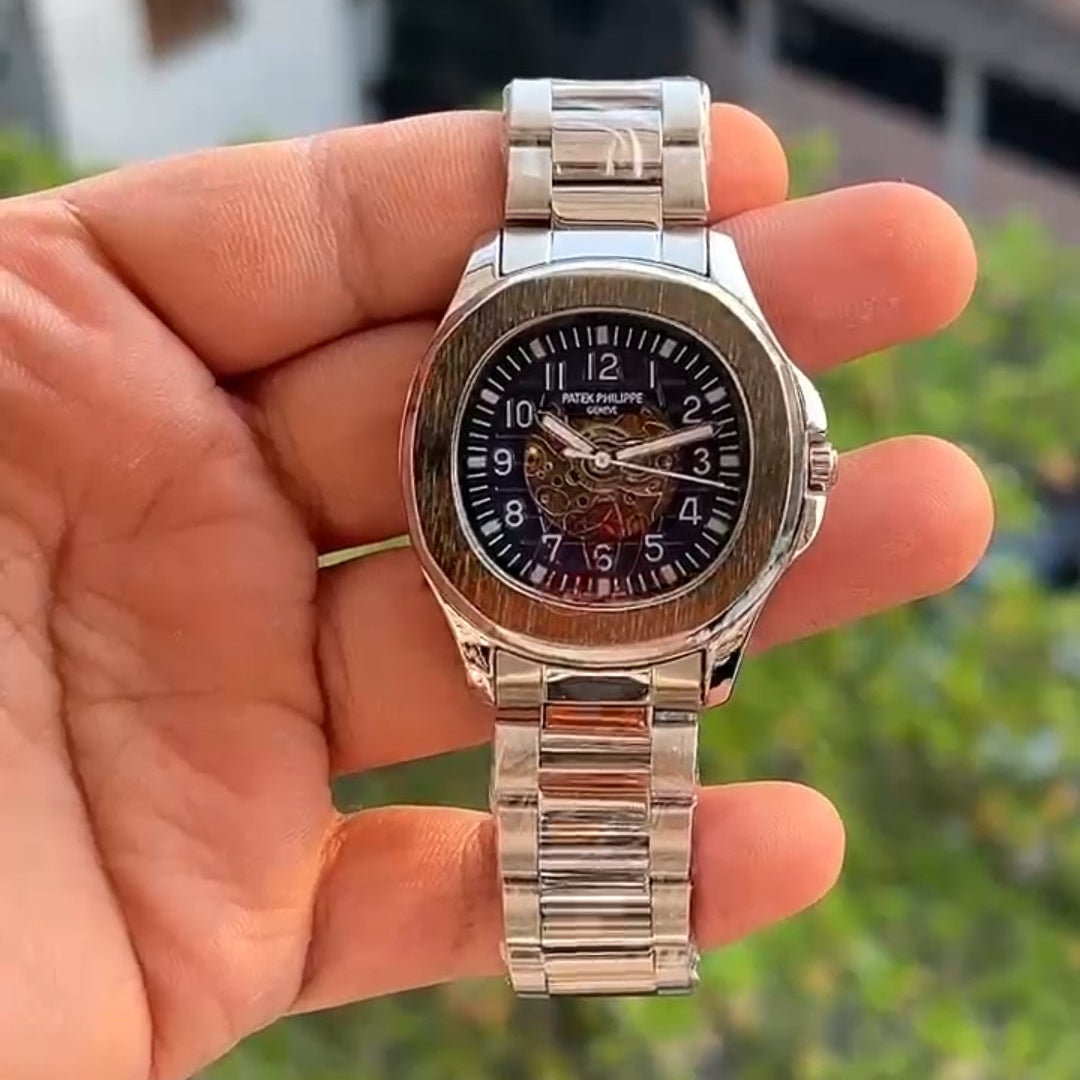 Automatic Skeleton Dial Stainless Steel Analog Watch for Men