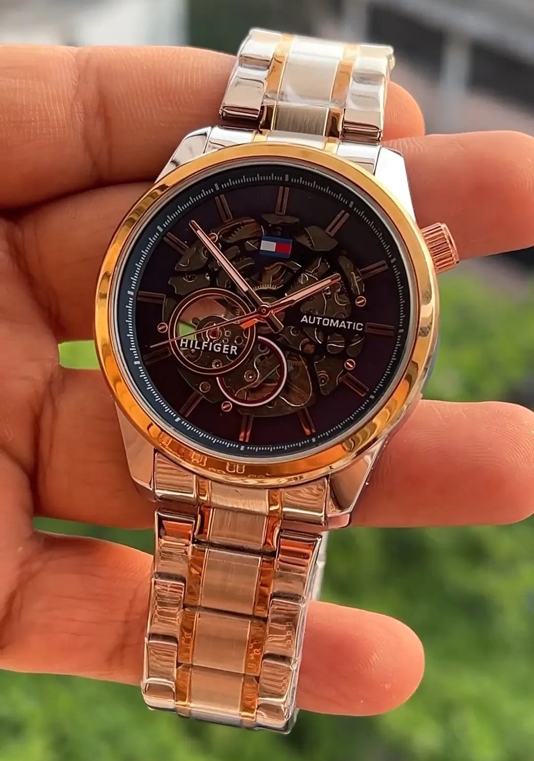Luxury Automatic Skeleton Watch for Men | Premium Two-Tone Stainless Steel