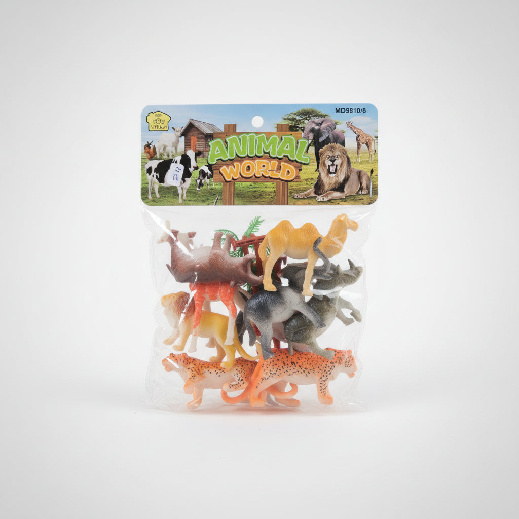 Wild & Farm Animal Toy Set for Kids – Safari Zoo Animals (3+)
