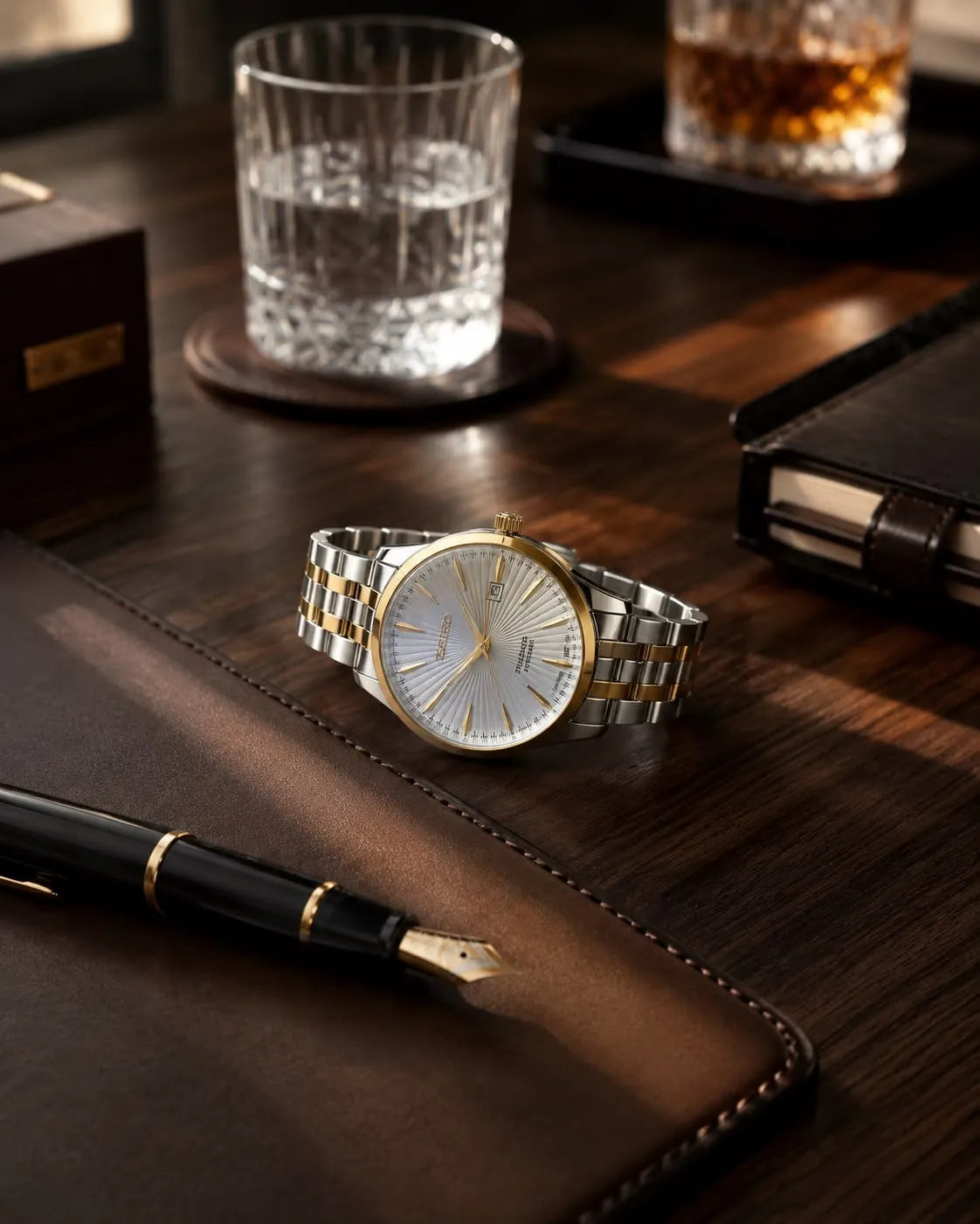 Premium Automatic Stainless Steel Dress Watch for Men – Sunburst Dial with Date Display