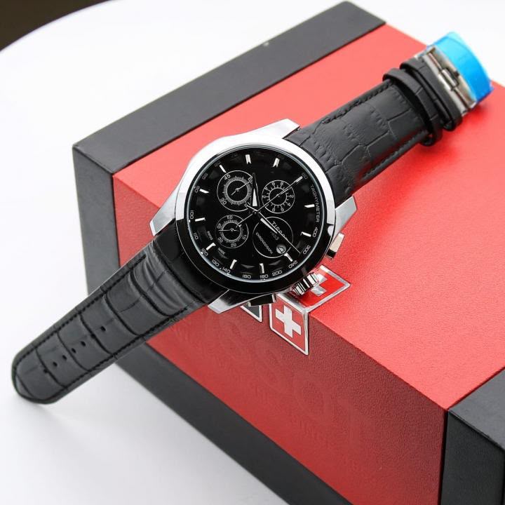 Classic Chronograph Watch | Premium Brown Leather Strap