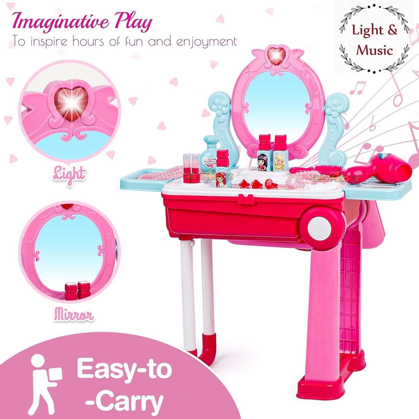 Trolley Beauty Play Set for Kids – 2-in-1 Vanity Kit (3+)