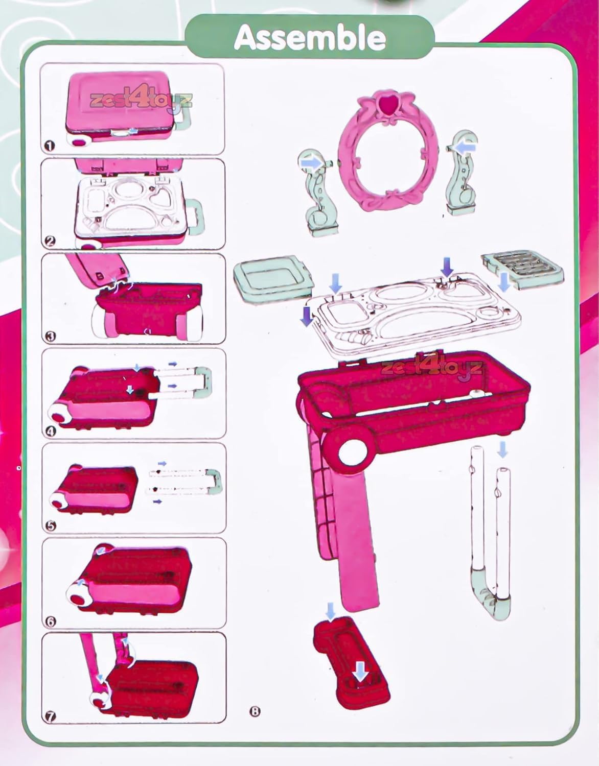 Trolley Beauty Play Set for Kids – 2-in-1 Vanity Kit (3+)