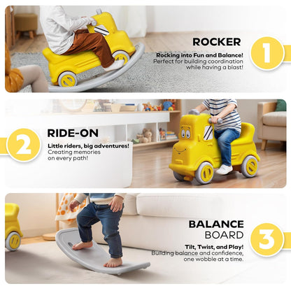 3-in-1 Rock & Roll Ride-On – Push Car, Rocking Horse & Balance Board for Toddlers (12 Months – 5 Years)