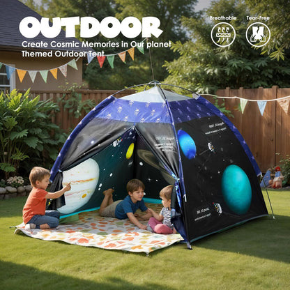Kids Foldable Play Tent – Indoor & Outdoor Playhouse, Planet Theme, Water-Repellent, Easy Assembly, Portable Storage (2+ Years)