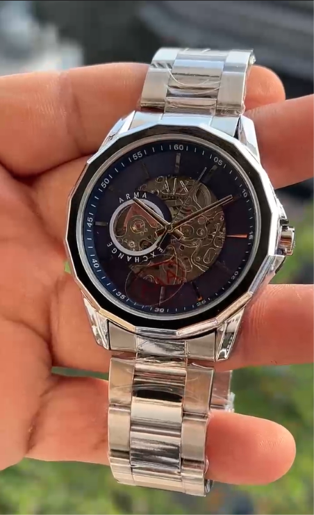 Premium Skeleton Analog Watch for Men | Stainless Steel Strap | Luxury Automatic-Style Design