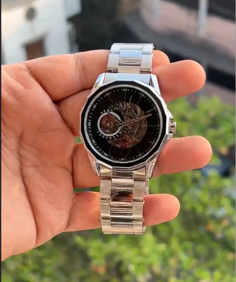 Premium Skeleton Analog Watch for Men | Stainless Steel Strap | Luxury Automatic-Style Design
