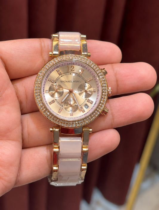 Glamorous Rose Gold Crystal Bezel Watch for Women | Elegant Luxury Style