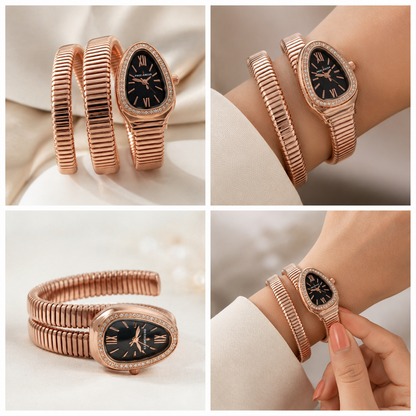 Luxury Rose Gold Serpentine Watch Bracelet | Elegant Women's Timepiece