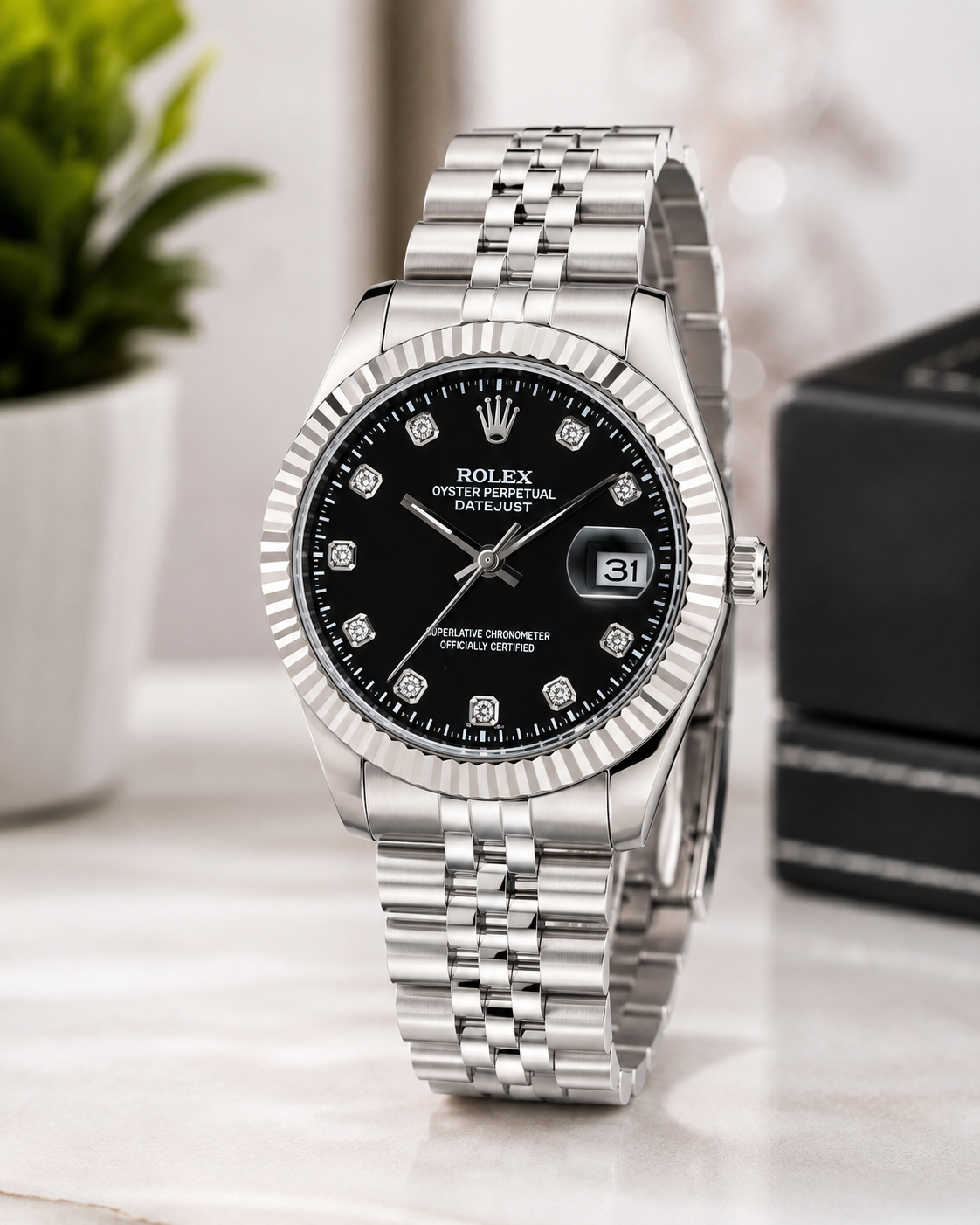 Watch with Black & Green Dial | Premium Stainless Steel Bracelet