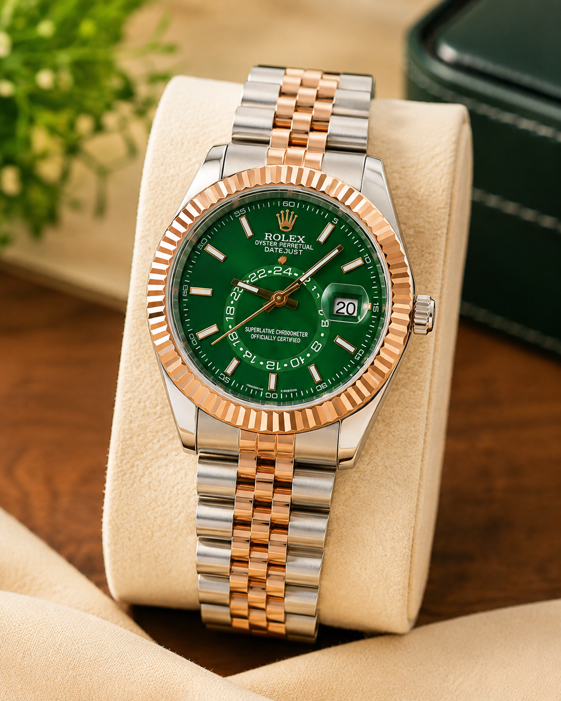 Dual-Tone Premium Men’s Watch | Sky-Dweller Inspired Design with Swift Movement