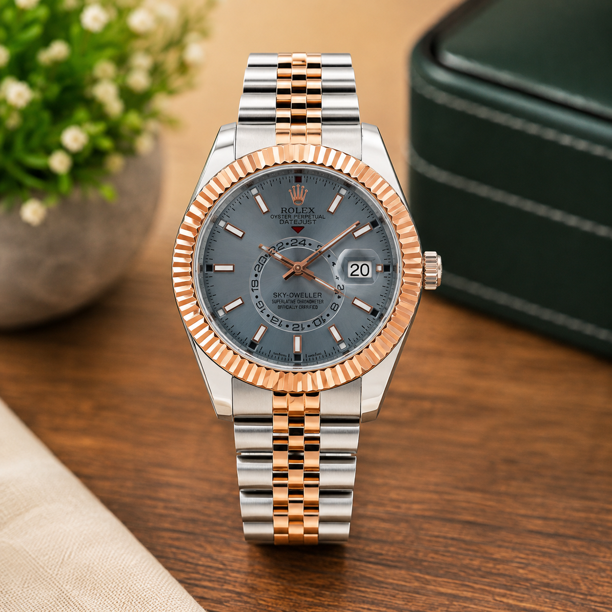 Dual-Tone Premium Men’s Watch | Sky-Dweller Inspired Design with Swift Movement