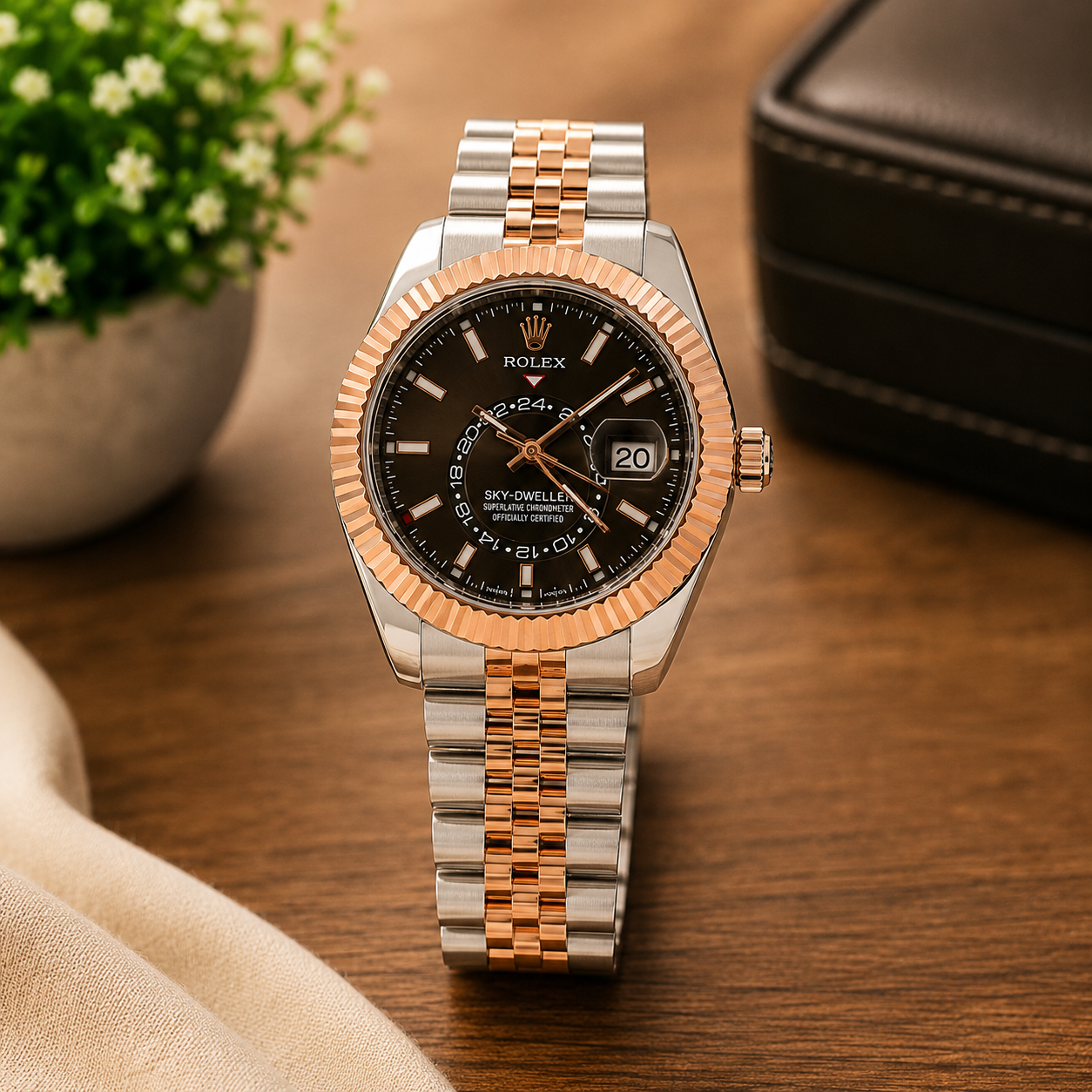 Dual-Tone Premium Men’s Watch | Sky-Dweller Inspired Design with Swift Movement