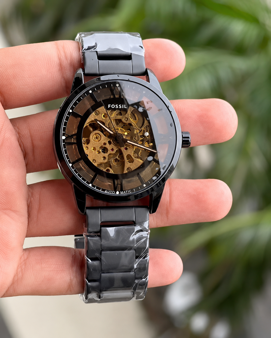 Premium Automatic Skeleton Watch for Men | Black Stainless Steel Luxury Watch