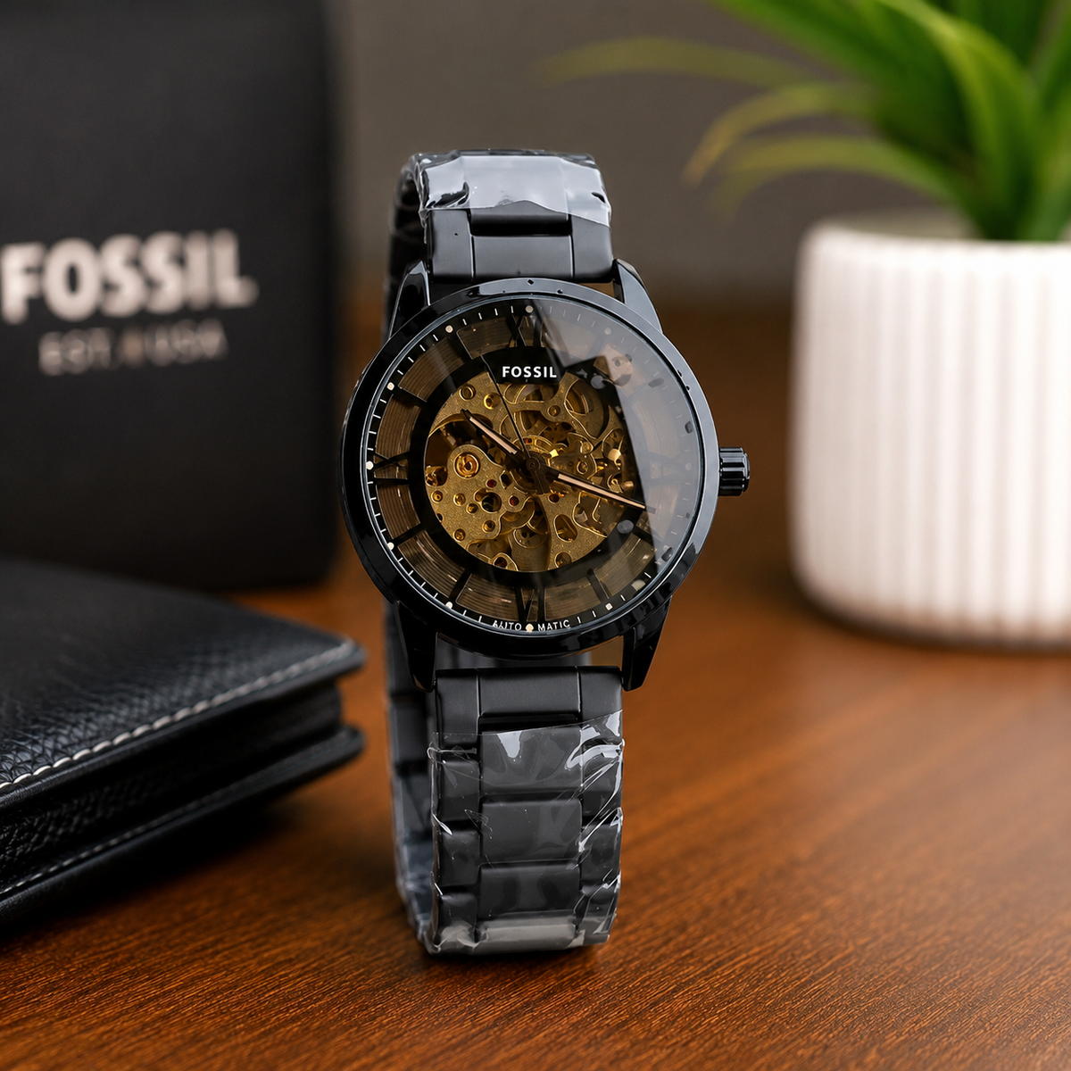Premium Automatic Skeleton Watch for Men | Black Stainless Steel Luxury Watch