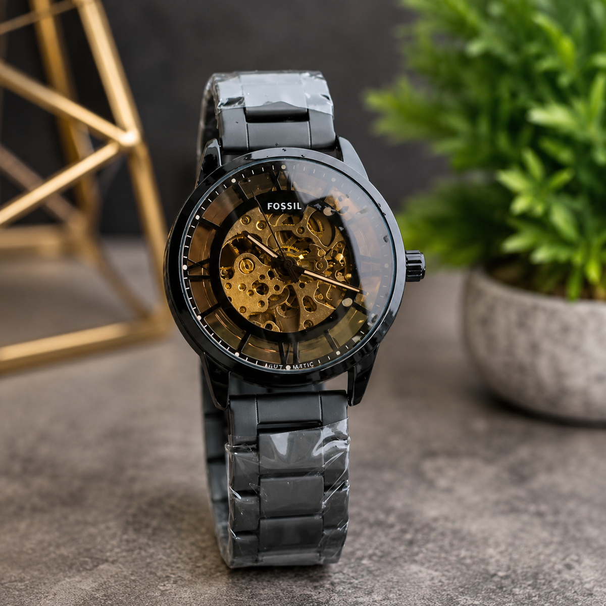 Premium Automatic Skeleton Watch for Men | Black Stainless Steel Luxury Watch