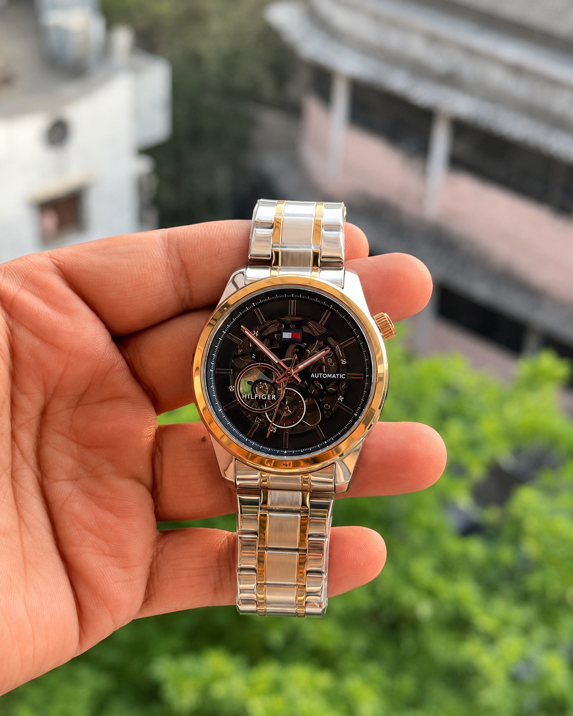 Luxury Automatic Skeleton Watch for Men | Premium Two-Tone Stainless Steel