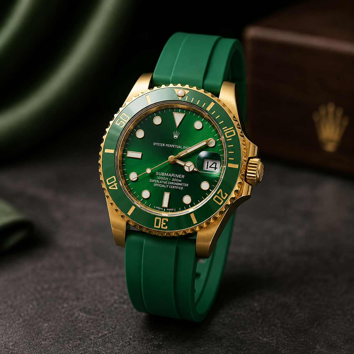 Premium Green Submariner Style Watch – Luxury Gold Finish
