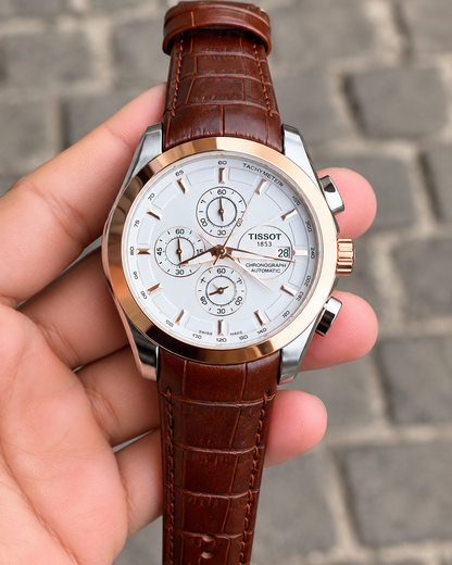 Classic Chronograph Watch | Premium Brown Leather Strap