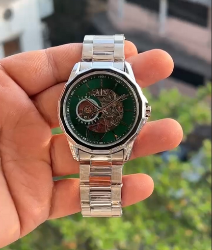 Premium Skeleton Analog Watch for Men | Stainless Steel Strap | Luxury Automatic-Style Design