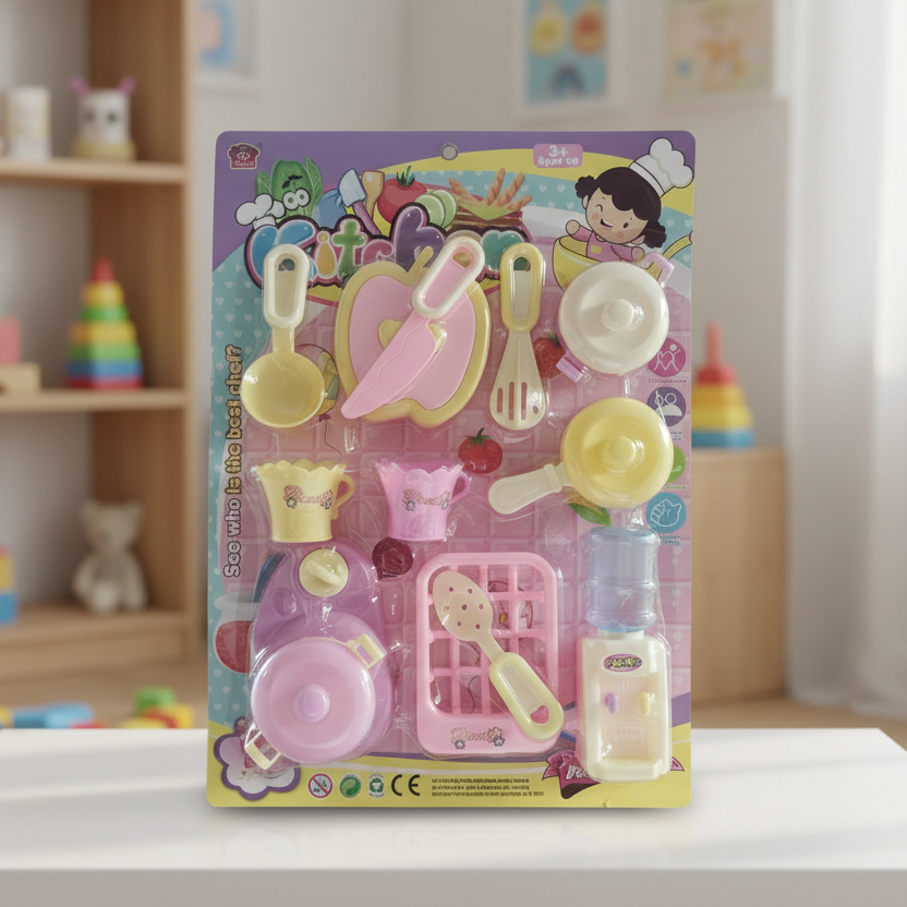 Deluxe Pink & Yellow Play Kitchen Set – Cookware, Food, Chef Toy, Ages 3+ - Prepaid only