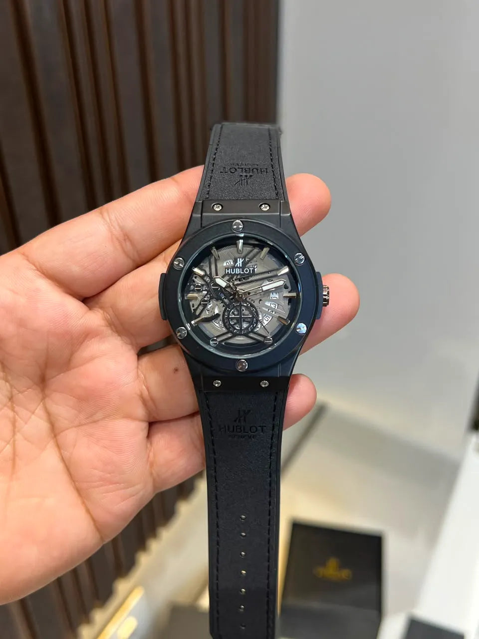 Premium Skeleton Leather Strap Watch