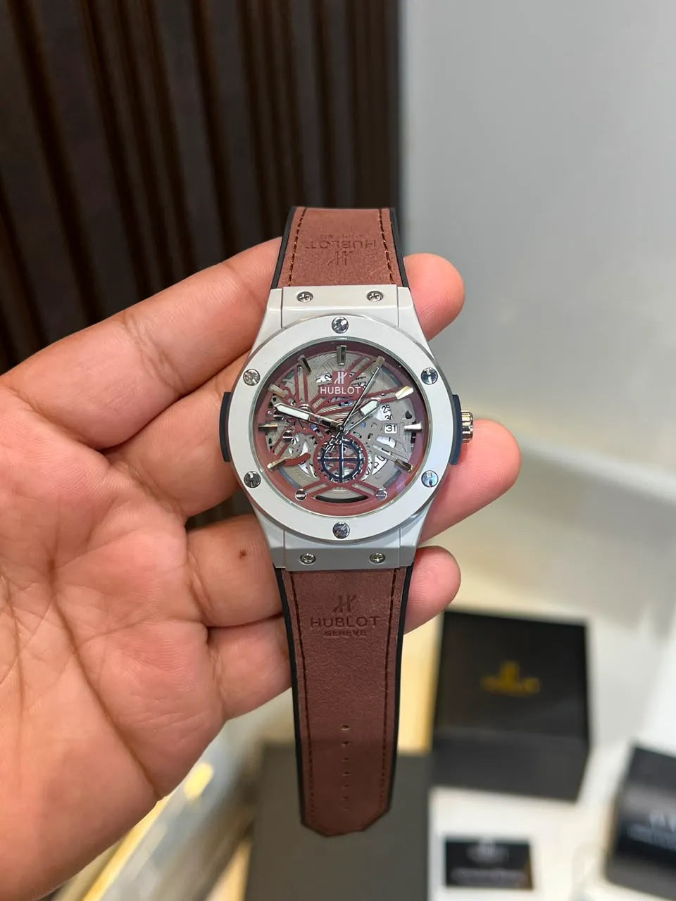 Premium Skeleton Leather Strap Watch