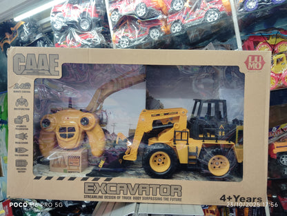 Remote Control Excavator Toy Truck – Rechargeable RC with Lights & Music