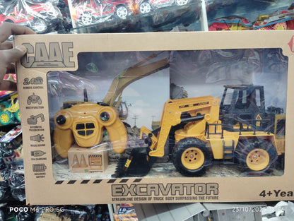 Remote Control Excavator Toy Truck – Rechargeable RC with Lights & Music