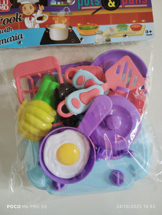 Mini Chef Kitchen Accessories - Pots, Pans & Food Set - Prepaid only