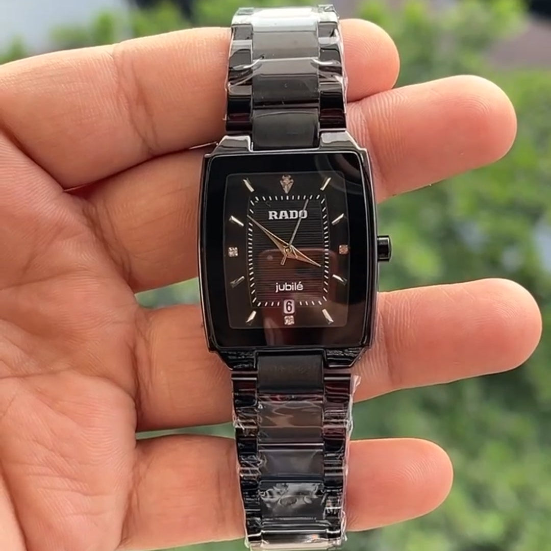 Premium Black Rectangle Watch for Men