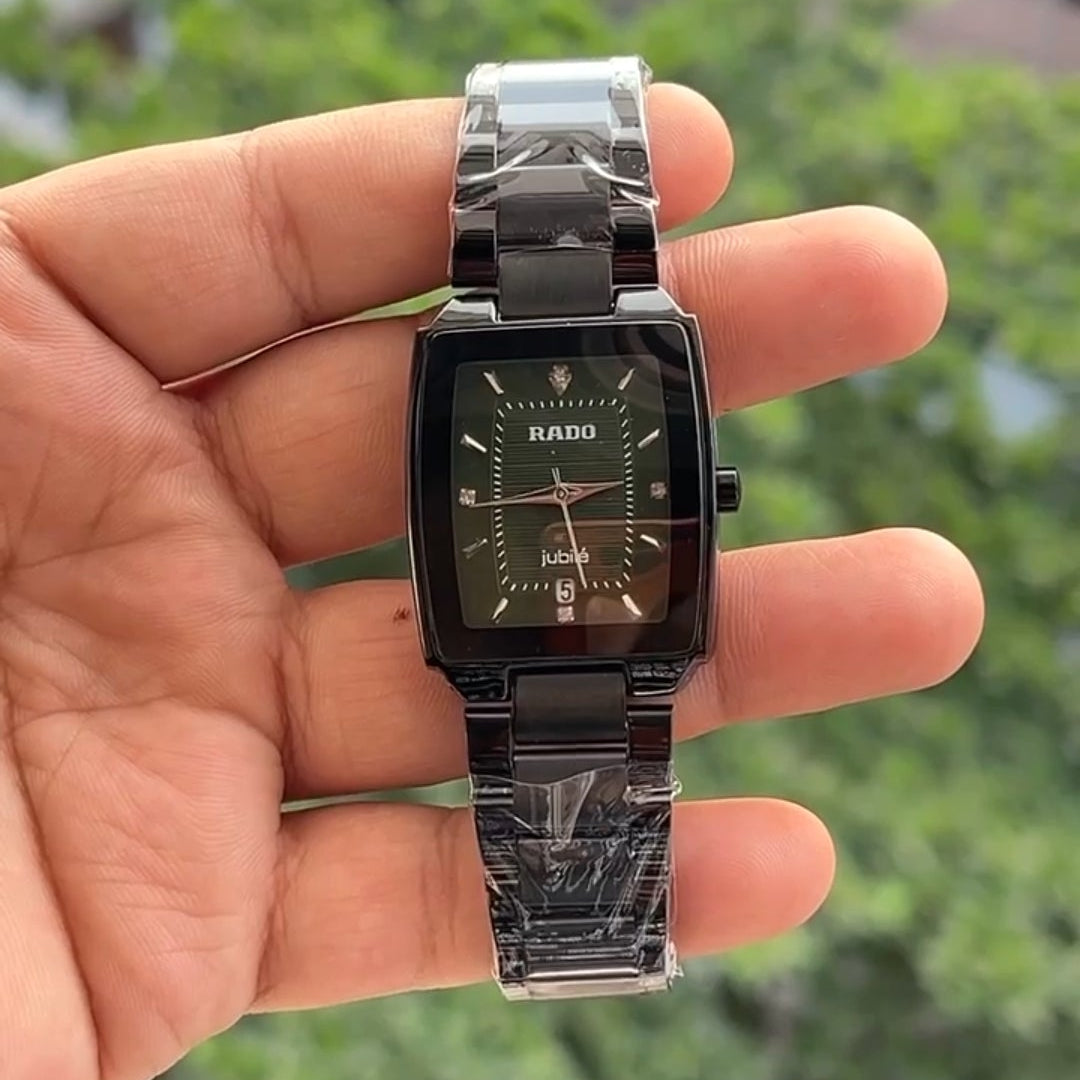 Premium Black Rectangle Watch for Men