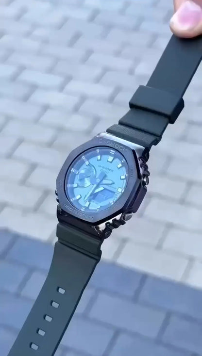 Rugged Men's Sports Watch – Premium Metal Bezel & Silicone Band
