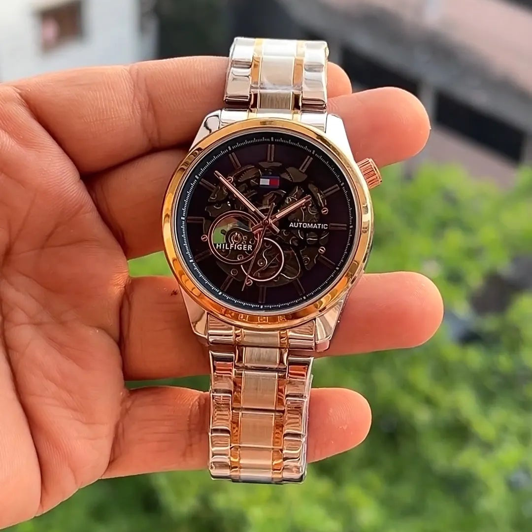 Luxury Automatic Skeleton Watch for Men | Premium Two-Tone Stainless Steel
