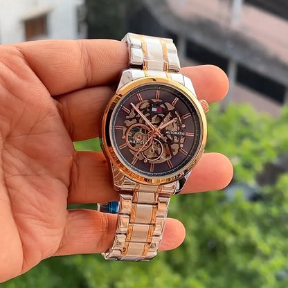 Luxury Automatic Skeleton Watch for Men | Premium Two-Tone Stainless Steel