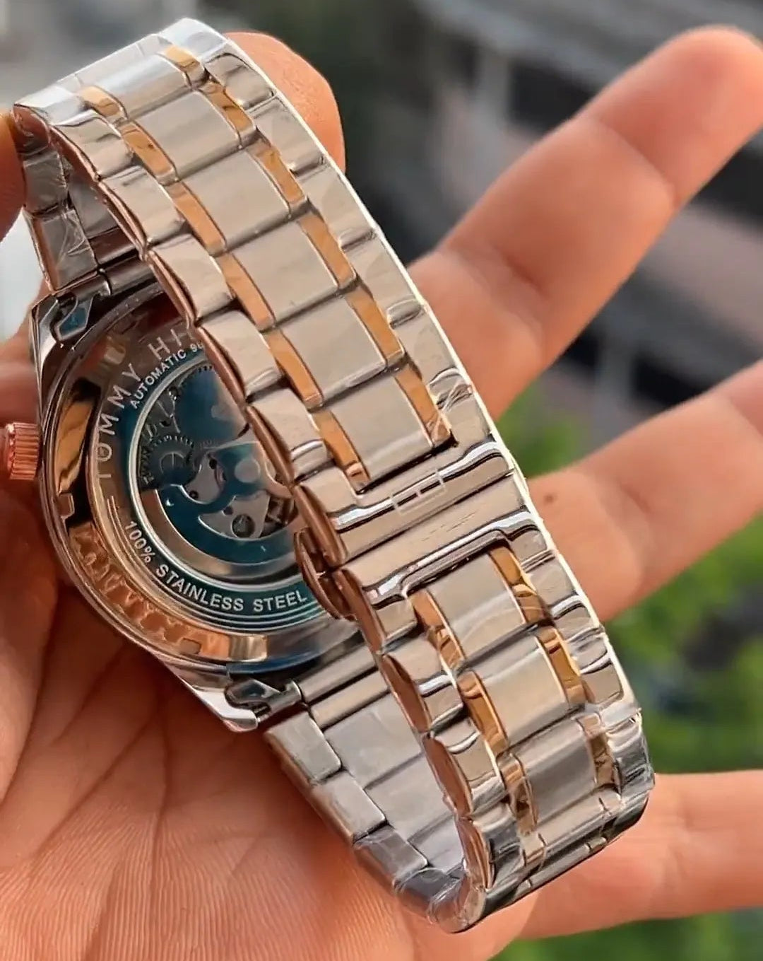 Luxury Automatic Skeleton Watch for Men | Premium Two-Tone Stainless Steel