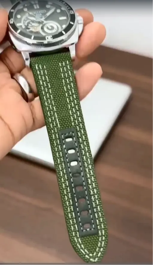 Premium Green Automatic Skeleton Dial Canvas Strap Men's Watch