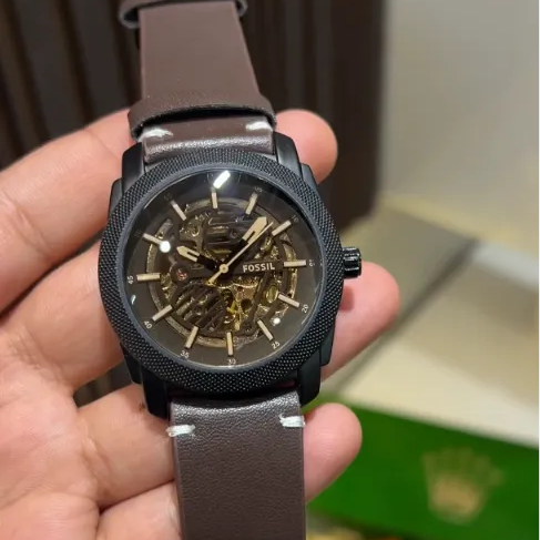 Luxury Skeleton Automatic Watch for Men | Premium Brown Leather Strap | Free Shipping