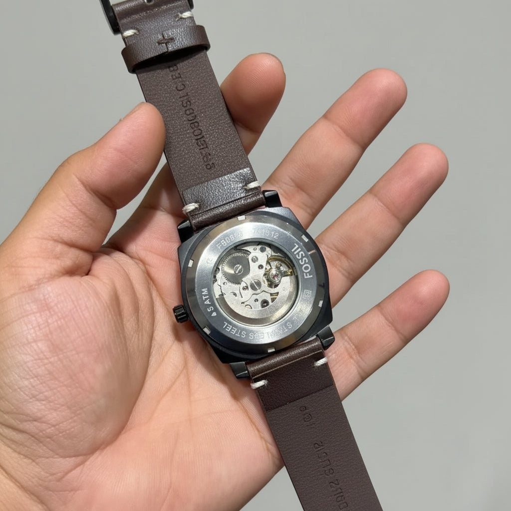 Luxury Skeleton Automatic Watch for Men | Premium Brown Leather Strap | Free Shipping