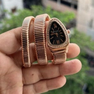 Luxury Rose Gold Serpentine Watch Bracelet | Elegant Women's Timepiece
