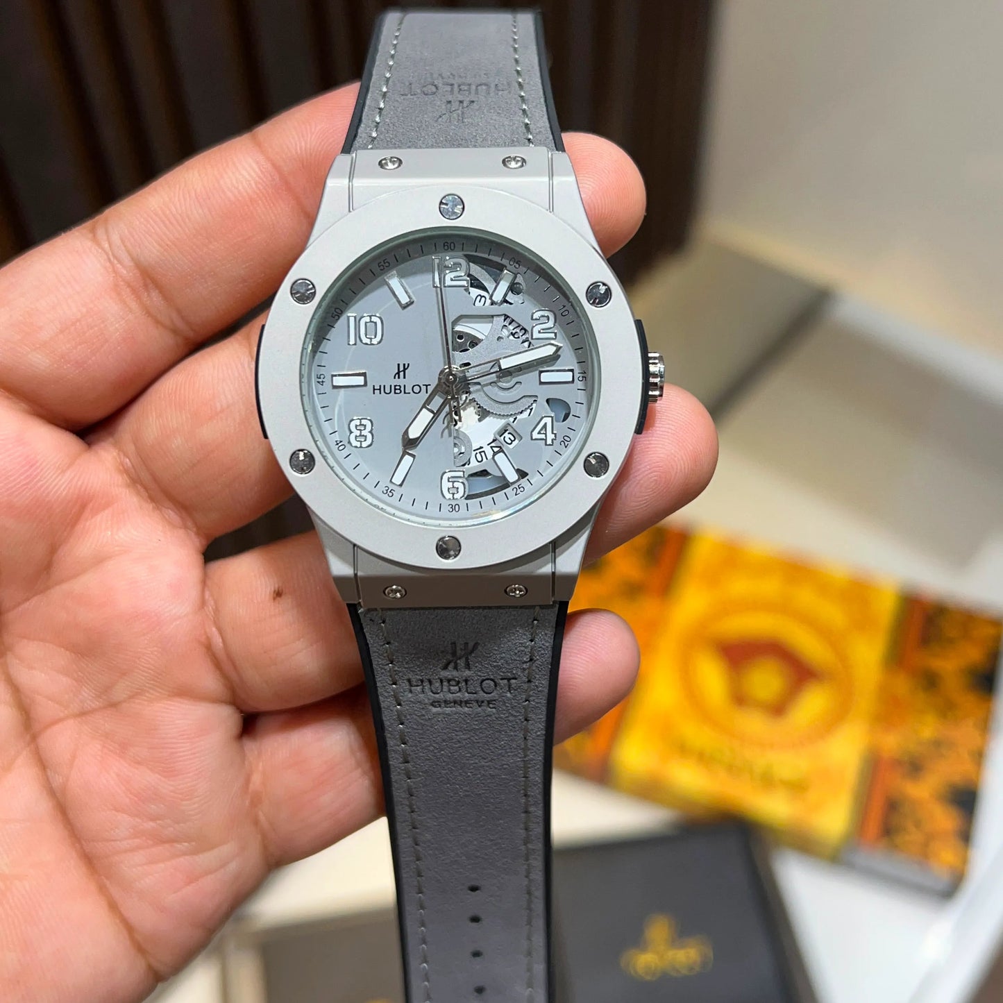 Elite Men's Skeleton Dial Wrist Watch