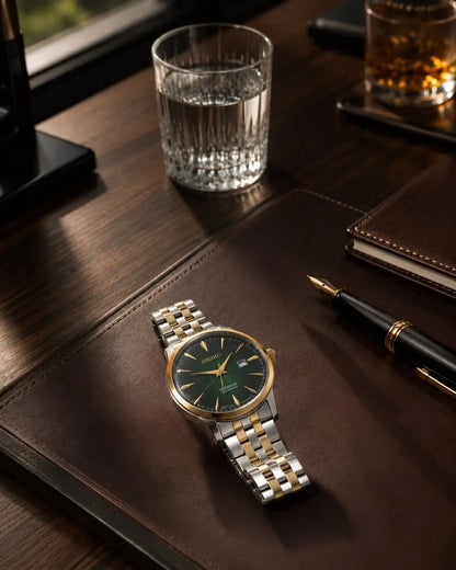 Premium Automatic Stainless Steel Dress Watch for Men – Sunburst Dial with Date Display