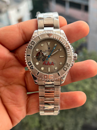 Automatic Mechanical Men's Watch – Two-Tone Stainless Steel with Skeleton Dial