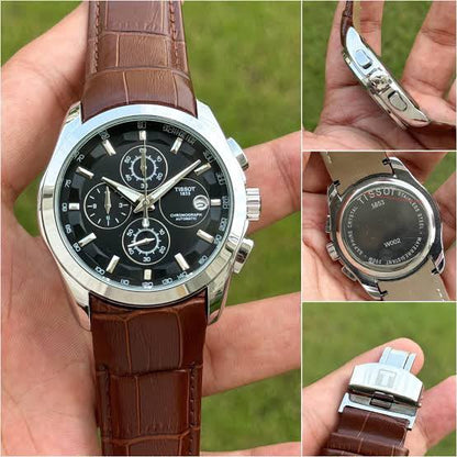 Classic Chronograph Watch | Premium Brown Leather Strap