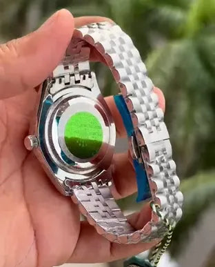 Watch with Black & Green Dial | Premium Stainless Steel Bracelet
